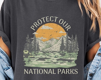 Comfort Colors® Protect Our National Parks TShirt,Vintage Wilderness Graphic Tee,Outdoor Adventure Shirt,Nature Conservation Gift,Hiking Tee