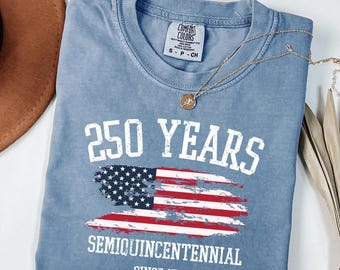 Chemise Comfort Colors® Retro USA 250 ans, chemise Jour de l'Indépendance, chemise célébration du 250e anniversaire, chemise drapeau des États-Unis, t-shirt 4 juillet