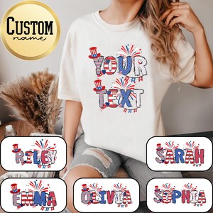 Magliette personalizzate per il 4 luglio Comfort Colors®, maglietta personalizzata per la famiglia, maglietta celebrativa, maglietta USA, magliette patriottiche per la famiglia, maglietta con nome personalizzato