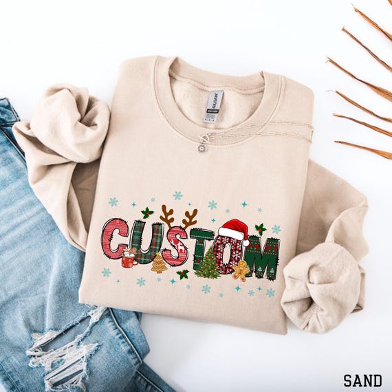 Christmas Custom Name Sweatshirt, Custom Family Name Sweatshirt, Personalized Christmas Sweatshirt, Custom Christmas Family Gift,Custom Xmas