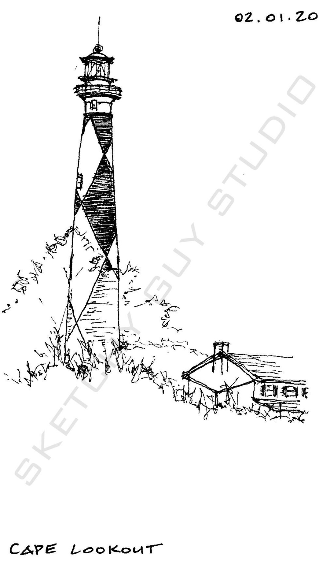 Lighthouses - Series (choose 3) - Hand Drawn On-site Pen and Ink ...