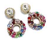 Most Best Giant Rainbow Showstopper Rhinestone Earrings