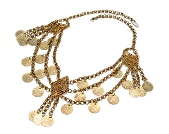 Gypsy  Gold Coin Festoon Necklace or Headpiece