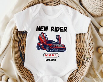 New rider loading baby bodysuit, new car driver is being loaded, announce pregnancy with a baby bodysuit, gifts for birth baby bodysuit
