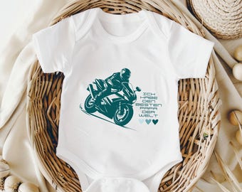 Motorcycle Baby Bodysuit, I have the best dad in the world Baby Bodysuit, Pregnancy Announcement Biker, Gift for the son of a motorcyclist