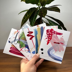 Set di 5 biglietti di auguri / Con buste / Design astratto unico / Biglietti vuoti / Tutte le occasioni / Auguri per le feste / Tema "Celebrazione"