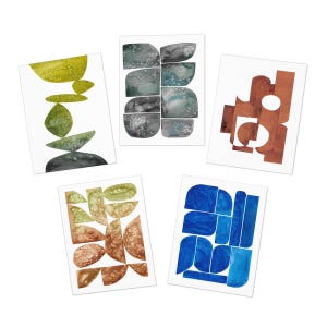 Set di 5 biglietti di auguri / Con buste / 5 design astratti unici / Biglietti vuoti / Tutte le occasioni / Saluti per le feste / Tema "Desideri"