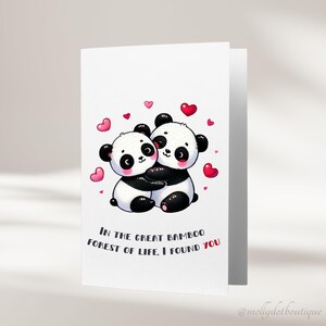 Carte de Saint-Valentin panda mignon | Carte romantique amour animal 12,7 x 17,8 cm (5 x 7 po.) | Vierge ou personnalisée