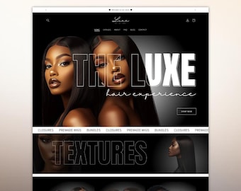 Hair Business Shopify Theme, Ecommerce Hair Extension Shopify, Premade Beauty Shopify Template, Aesthetic Hair Stylist Shopify Template