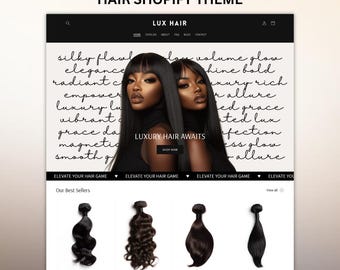 Luxury Shopify theme for Hair Extensions, Beauty Shopify Template, Ecommerce Hair Extension Shopify, White Hair Stylist Shopify Theme