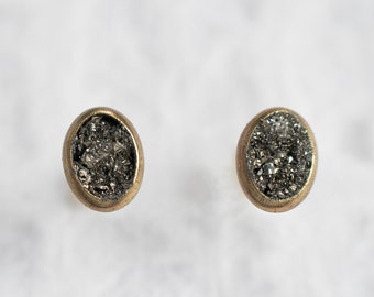 Minimalist Stud with Crushed Pyrite