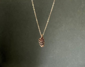 Alder Cone Necklace-Copper Electroplated-Encapsulated Natural