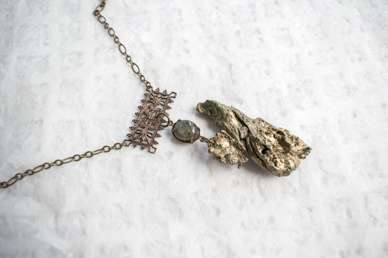 Necklace-Molten Metal-Labradorite-Antique Filigree image 8