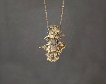 Molten Brass Splash with Labradorite-Pendant Necklace