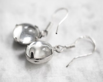 Delicate Mirrored Glass Dangle Earrings-Sterling Silver Earwire