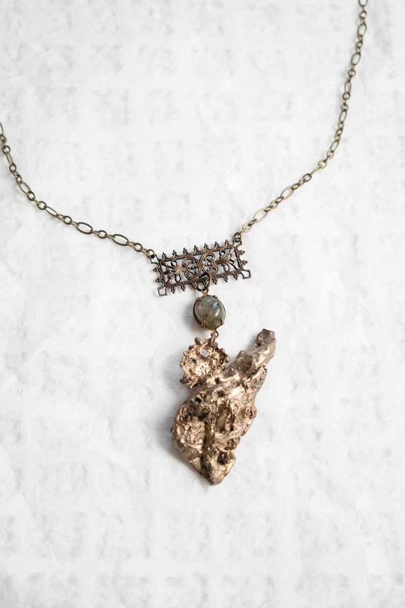 Necklace-Molten Metal-Labradorite-Antique Filigree image 2