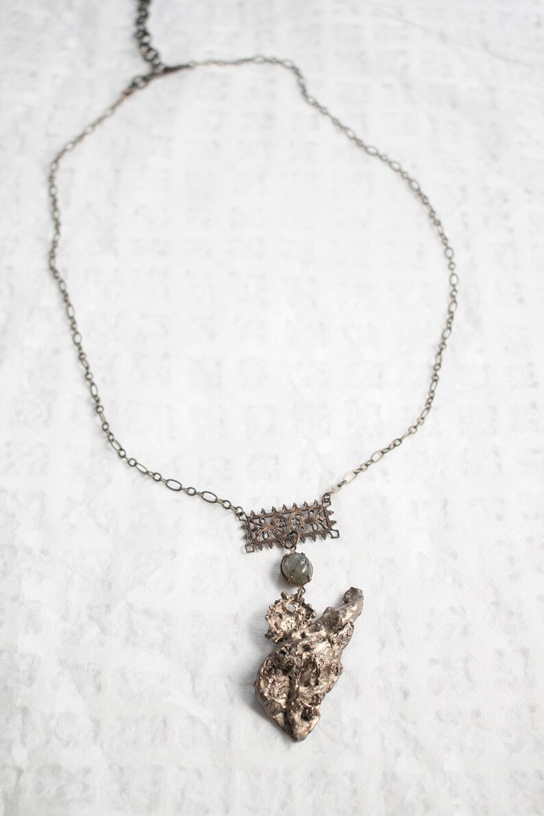 Necklace-Molten Metal-Labradorite-Antique Filigree image 4