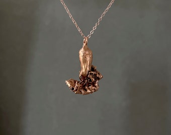 Marigold Pendant Necklace Real Flower Encased in Copper Rose Gold Tone