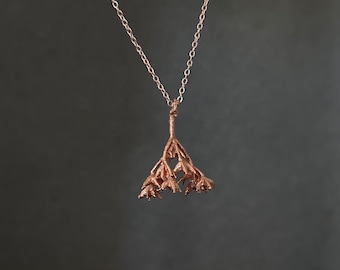 Real Sedum Flower Pendant-Copper Electroplated Natural-Real Encapsulated Flower-Style 2 (Crassulaceae)