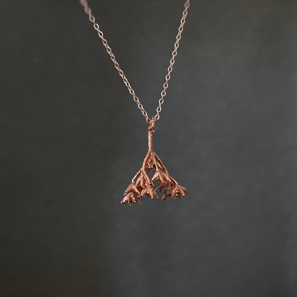 Real Sedum Flower Pendant-Copper Electroplated Natural-Real Encapsulated Flower-Style 2 (Crassulaceae)