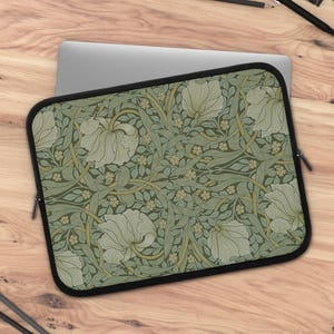 Luxury MacBook Air William Morris Sleeve, Premium Laptop MacBook Pro Sleeve, MacBook Air Painting Cover Sage Green 13 inches, 15 inches Case