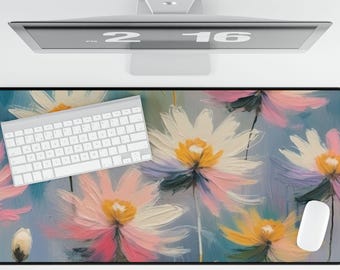 Monet-Inspired Water Lilies Desk Mat - Artistic Mouse Pad, Office Desk Pad, Gaming Mat, Work from Home Gift, Pastel Floral mouse pad