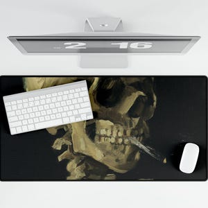 Van Gogh Skeleton Desk Mat, Dark Academia Mousepad, Skeleton Mouse Pad, Gothic Deskpad, Extra Large Mousemat, Gaming Pad
