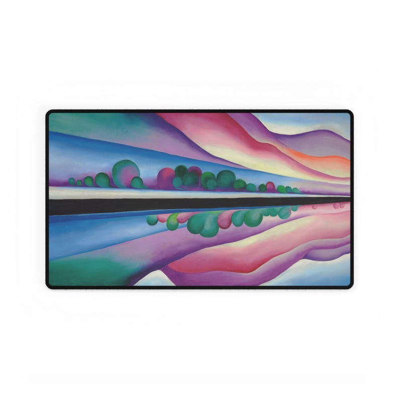 Georgia O'Keeffe Lake George Reflection bureaumat – artistieke muismat, antislip bureaumat, gamingmat, cadeau thuiswerk afbeelding 4