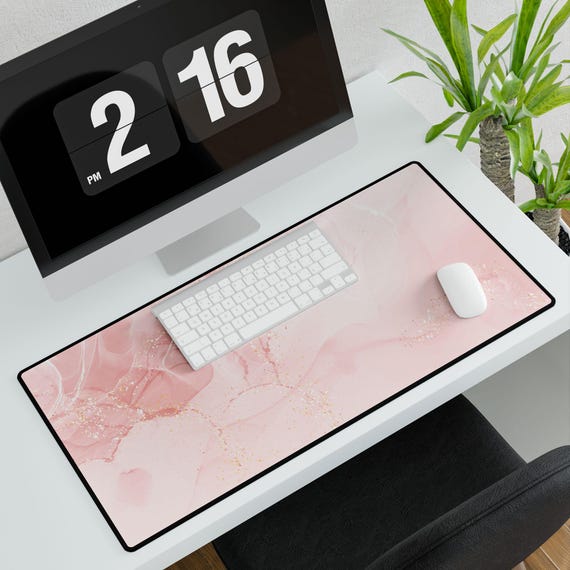 Tappetino Scrivania XL Fiori Rosa: Grande, Con Bordi Cuciti E Antiscivolo