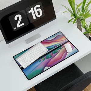 Georgia O'Keeffe Lake George Reflection bureaumat – artistieke muismat, antislip bureaumat, gamingmat, cadeau thuiswerk afbeelding 9