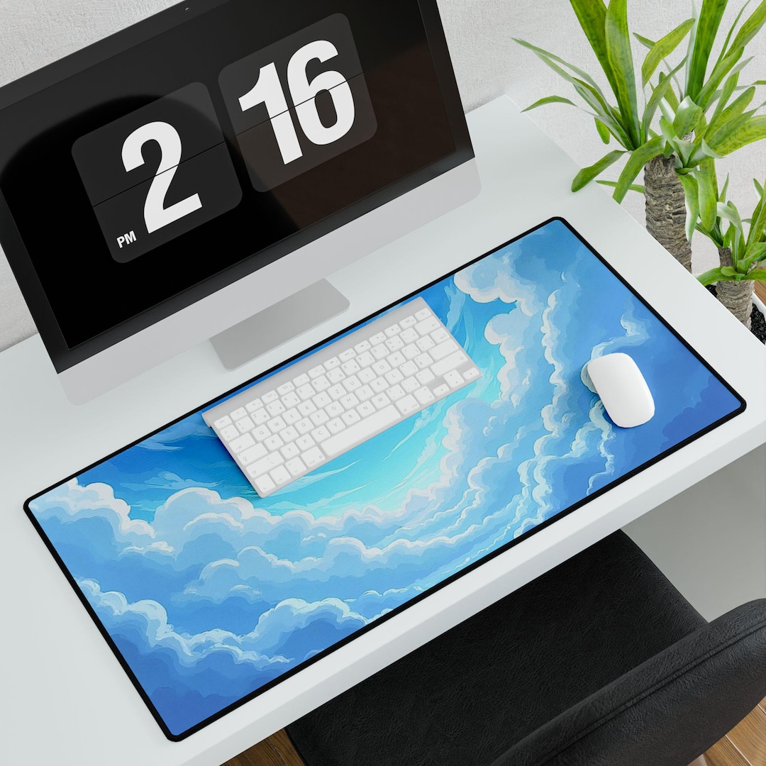 Table Mouse Mat Pastel Mouse Pad, Blue Desk Mat, Kawaii Mouse Pad, Sky Desk Pad ...