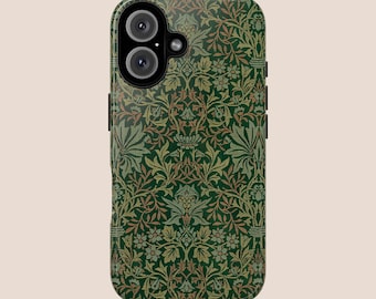 Dark Green Luxury William Morris Phone Case For iPhone 16 15 14 13 12 11 • All Models • For S24 S23 S22 S21 S10 S20 S8 • For Google Pixel