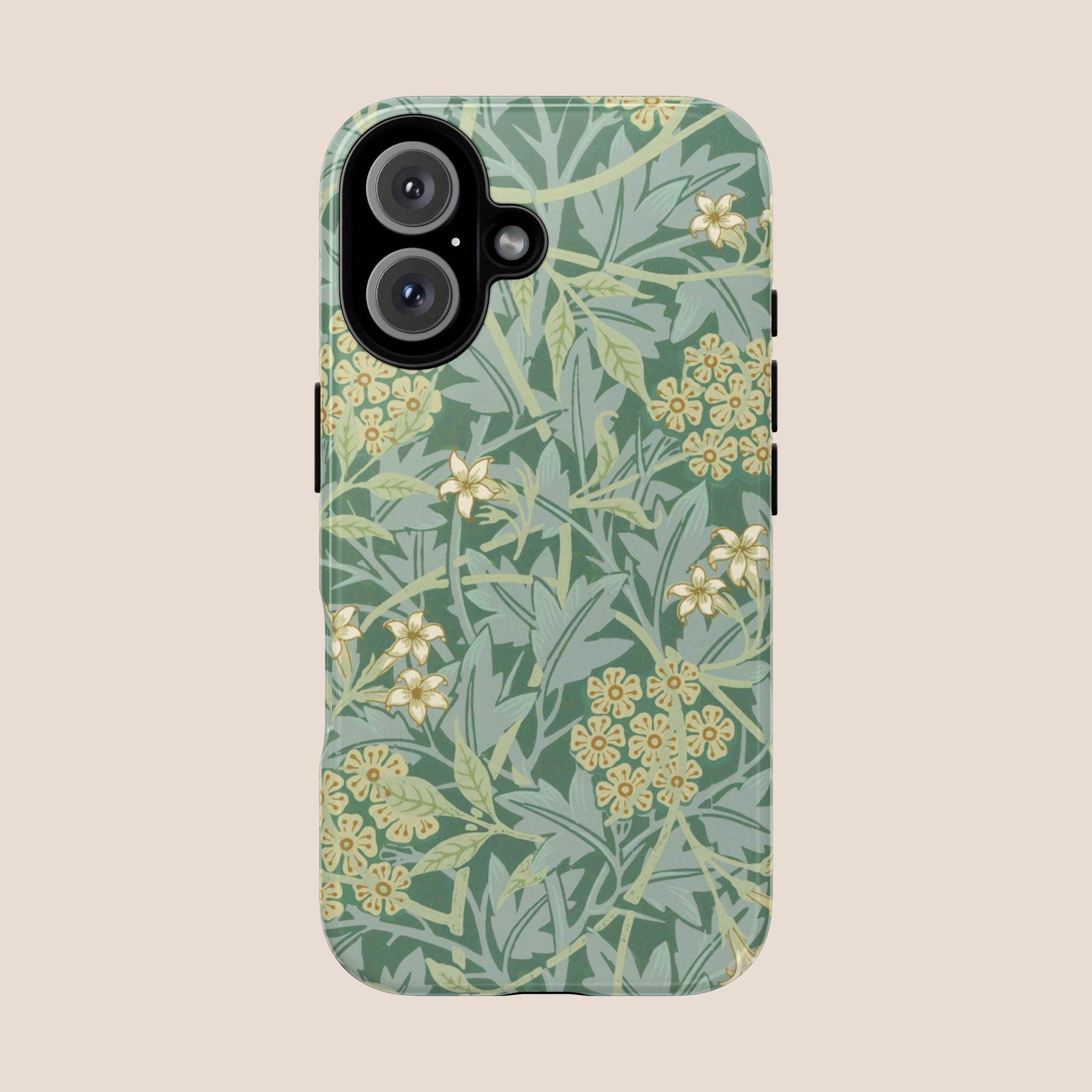 Funda William Morris verde salvia para iPhone 16, 15, 14, 13, 12 y 11 • Todos los modelos • Para S24, S23, S22, S21, S10, S20 y S8 • Para Google Pixel • Naturaleza