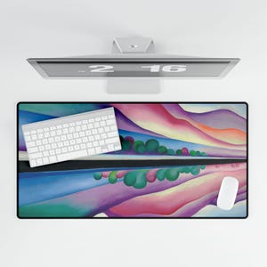 Georgia O'Keeffe Lake George Reflection bureaumat – artistieke muismat, antislip bureaumat, gamingmat, cadeau thuiswerk afbeelding 5