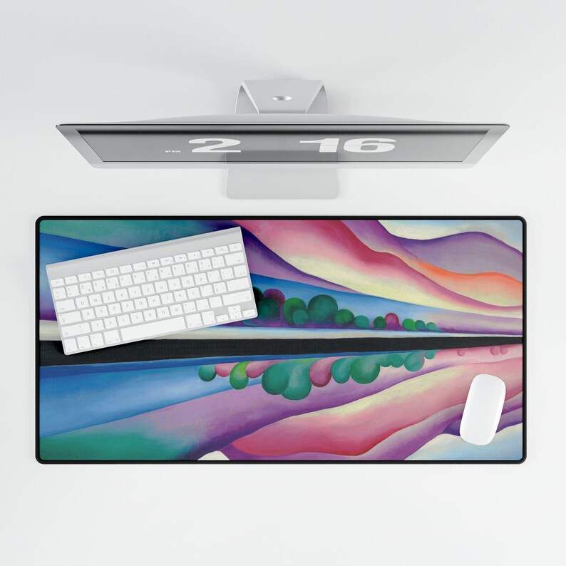 Georgia O'Keeffe Lake George Reflection bureaumat – artistieke muismat, antislip bureaumat, gamingmat, cadeau thuiswerk afbeelding 5