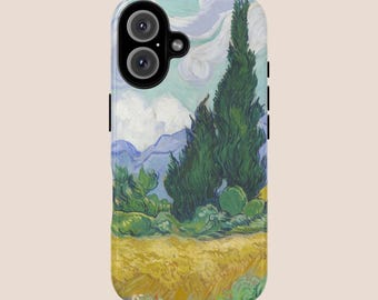 Coque Artistique Van Gogh Champs de Blé Paysage Iconique pour iPhone, Samsung, Google Pixel, Cadeau pour Amoureux de l'Art, Design Unique