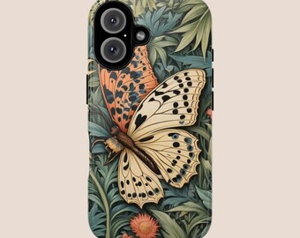Funda rígida con diseño de mariposa celestial inspirada en William Morris para iPhone y Samsung. Envíos desde el Reino Unido, EE. UU. y la UE. Botanical Jungle. Academia Cottagecore