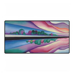 Georgia O'Keeffe Lake George Reflection bureaumat – artistieke muismat, antislip bureaumat, gamingmat, cadeau thuiswerk afbeelding 2