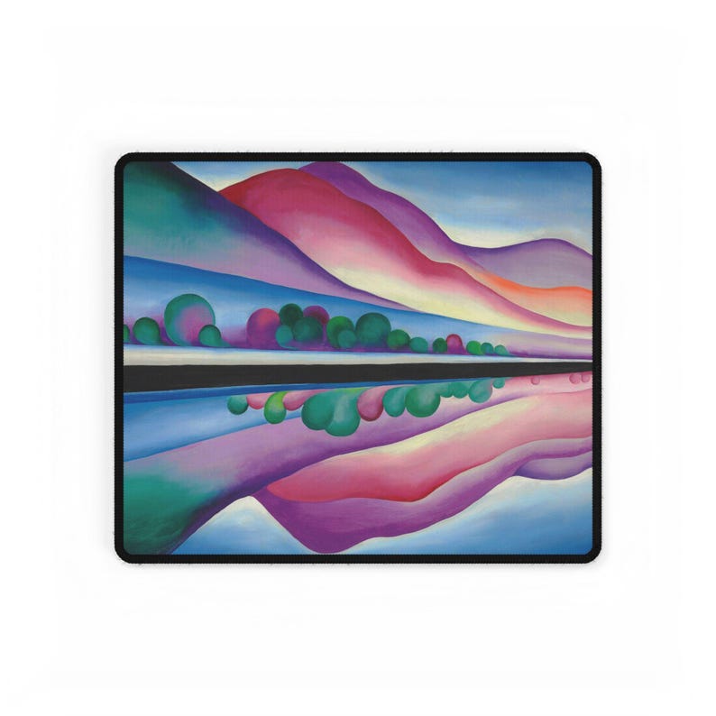 Georgia O'Keeffe Lake George Reflection bureaumat – artistieke muismat, antislip bureaumat, gamingmat, cadeau thuiswerk afbeelding 3