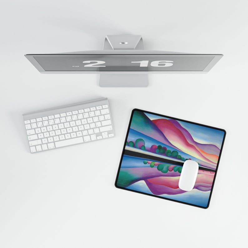 Georgia O'Keeffe Lake George Reflection bureaumat – artistieke muismat, antislip bureaumat, gamingmat, cadeau thuiswerk afbeelding 6