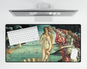 Birth of Venus Botticelli Desk Mat – Artistic Mouse Pad, Non-Slip Office Desk Pad, Gaming Mat, Work from Home Gift