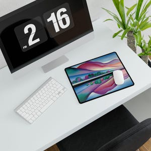Georgia O'Keeffe Lake George Reflection bureaumat – artistieke muismat, antislip bureaumat, gamingmat, cadeau thuiswerk afbeelding 8