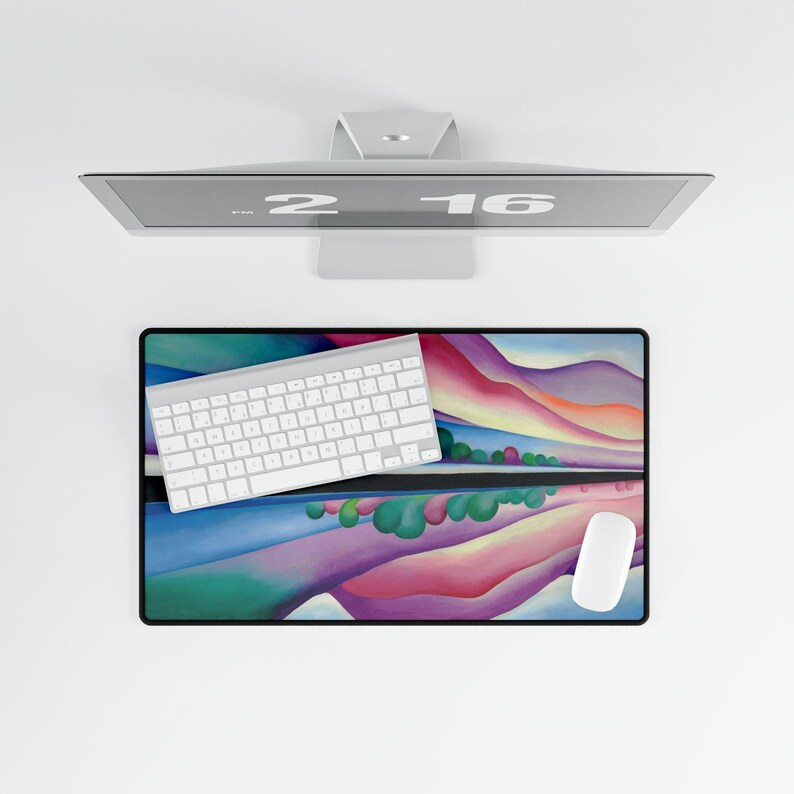 Georgia O'Keeffe Lake George Reflection bureaumat – artistieke muismat, antislip bureaumat, gamingmat, cadeau thuiswerk afbeelding 7