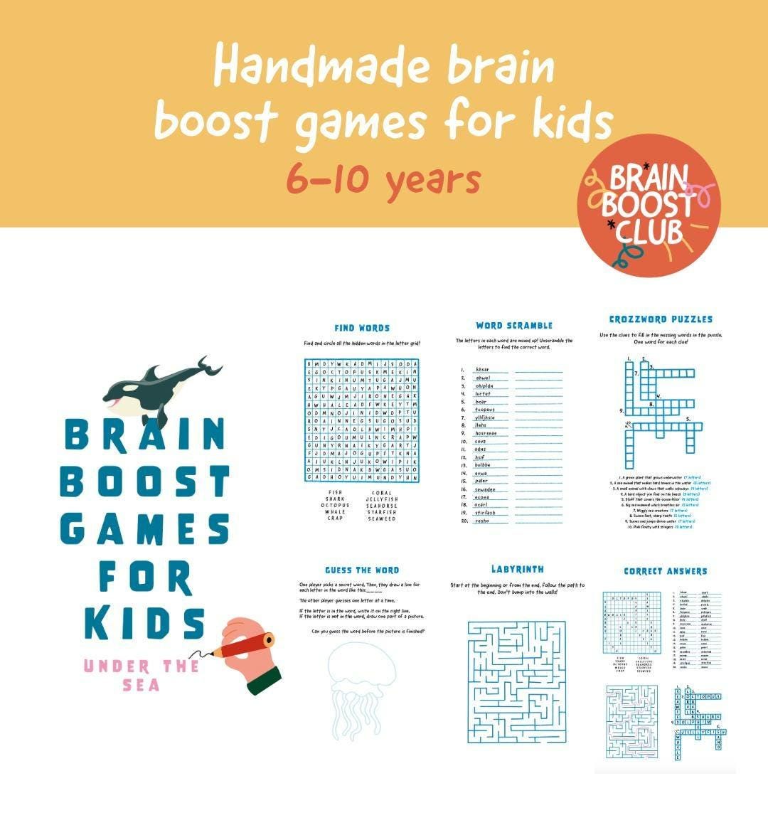Printable Word Brain Boost Game Bundle for Kids | Literacy Activities ...