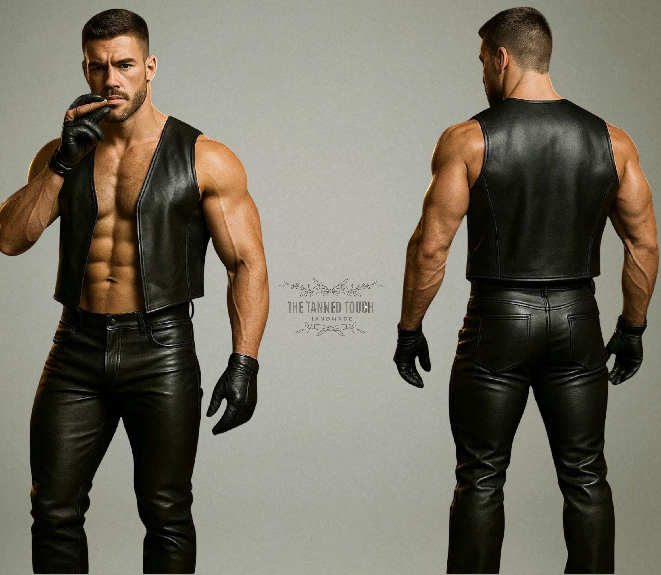 Handmade Sheep Leather Bar Vest: Open Front Biker Style - Etsy