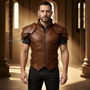 Handmade Brown Leather Armor Vest: Medieval Steampunk Cosplay