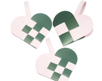 Pink and Green Decor | Danish Woven Heart Kit | Craft Kit for Adults & Kids