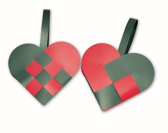 Holiday Heart - Danish Woven Heart Kit DIY | Craft for Adults & Kids | Scandinavian Decor | Makes 6 hearts
