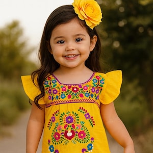 Little Girls Hand Embroidered “Lolita”Dress - Handmade Mexican Fiesta Style Dress - 0 months - 4T sizes available