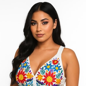 Summertime Mexican Halter Blouses - Artisan Made Embroidered Blouses - Floral Halter Blouse